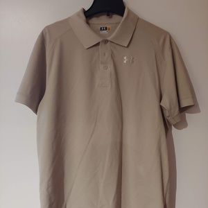 Light Brown Under Armour Loose 1/4 Button Polo - L